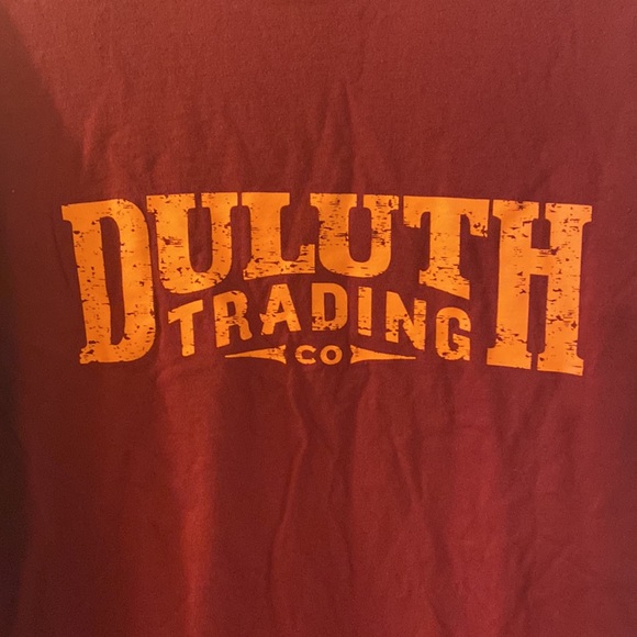 Duluth Company Men’s Logo Long Sleeve Tee T-Shirt Cotton Red Orange Large - Picture 2 of 8